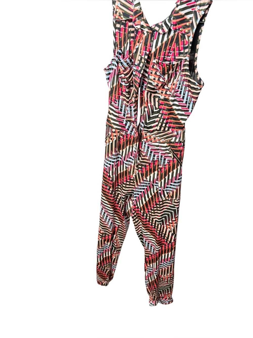 bebe Multicolor Geometric Sleeveless Jumpsuit